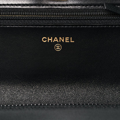 Chanel Lambskin Quilted CC Pearl Crush Wallet on Chain WOC Black 6 of 9