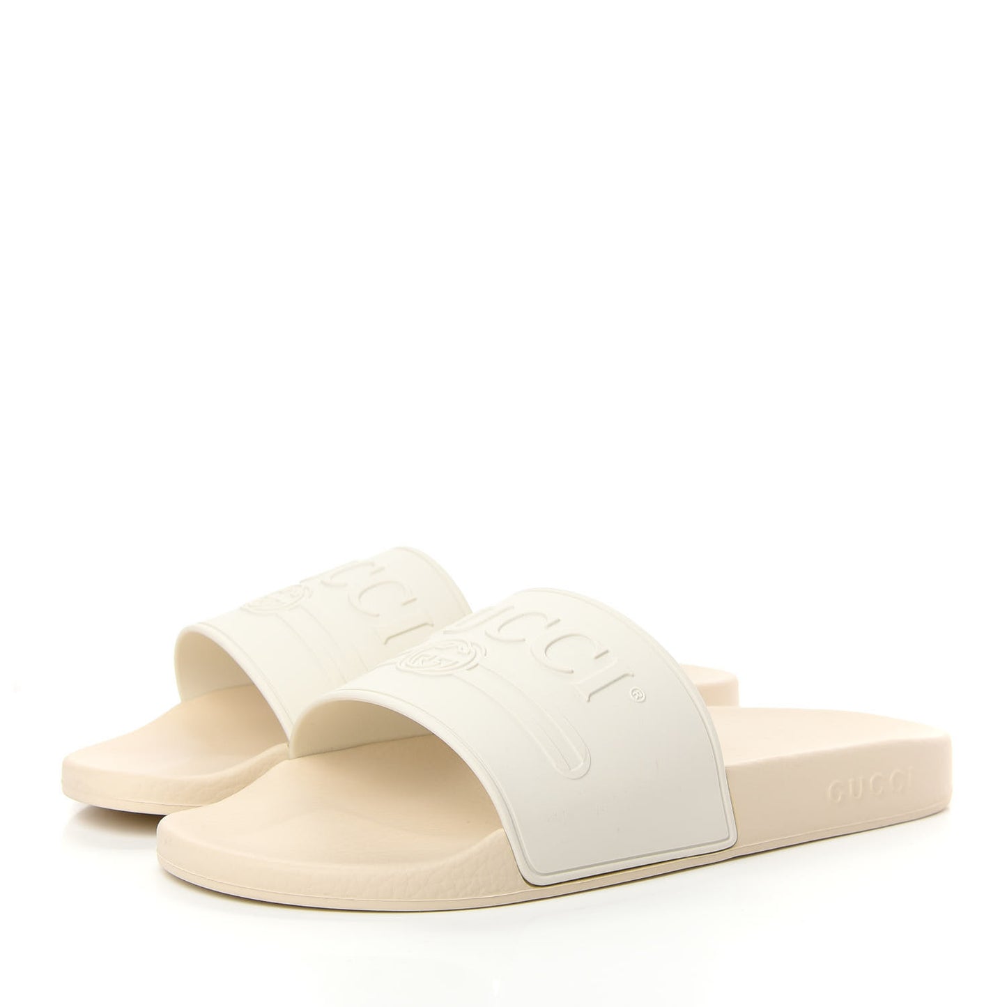 Rubber Logo Stamped Mens Slide Sandals 11 White