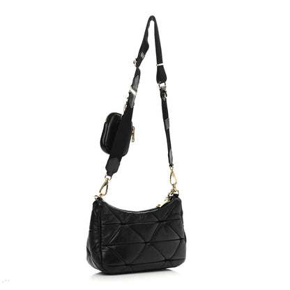 Prada Nappa Re-Nylon Triangle Quilted Patchwork System Shoulder Bag Black 3 of 9