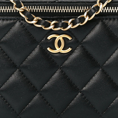 Chanel Lambskin Quilted Metal Small Top Handle Vanity Case With Chain Black 8 of 12