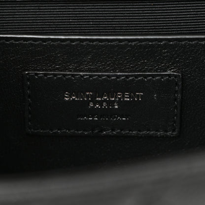 Saint Laurent Grain De Poudre Textured Mixed Matelasse Triquilt Medium Monogram Monochrome Satchel Black 6 of 12