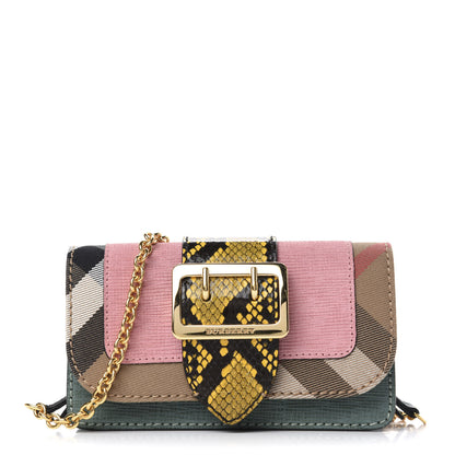 Burberry House Check Python Grainy Calfskin Embossed Mini Buckle Phone Bag Pink 1 of 9
