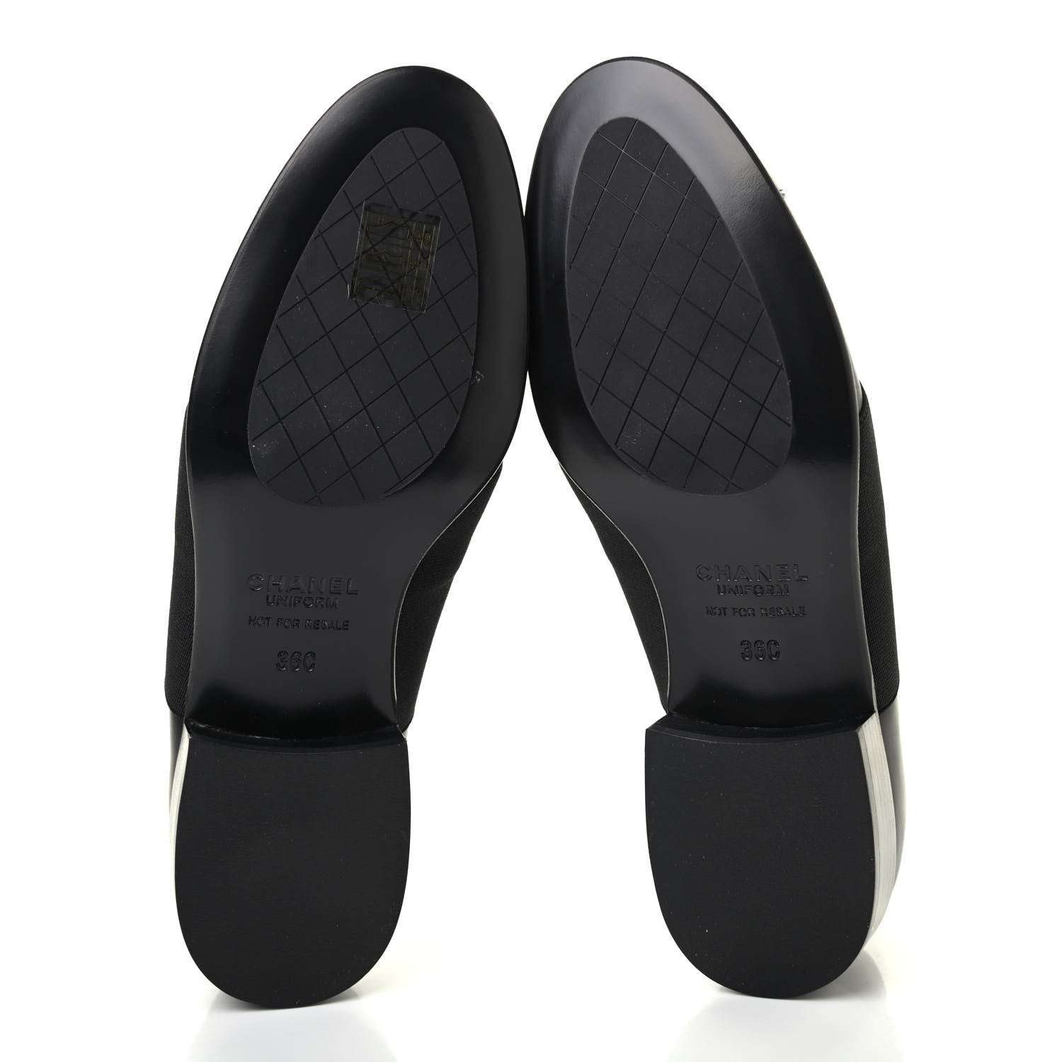 Chanel Calfskin Elastic Lace Up Cap Toe CC Loafers 36 Black 5 of 8