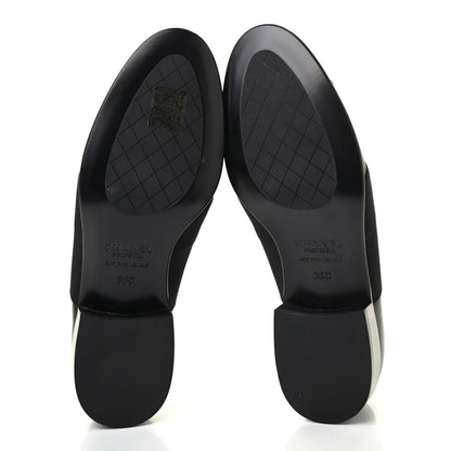 Chanel Calfskin Elastic Lace Up Cap Toe CC Loafers 36 Black 5 of 8