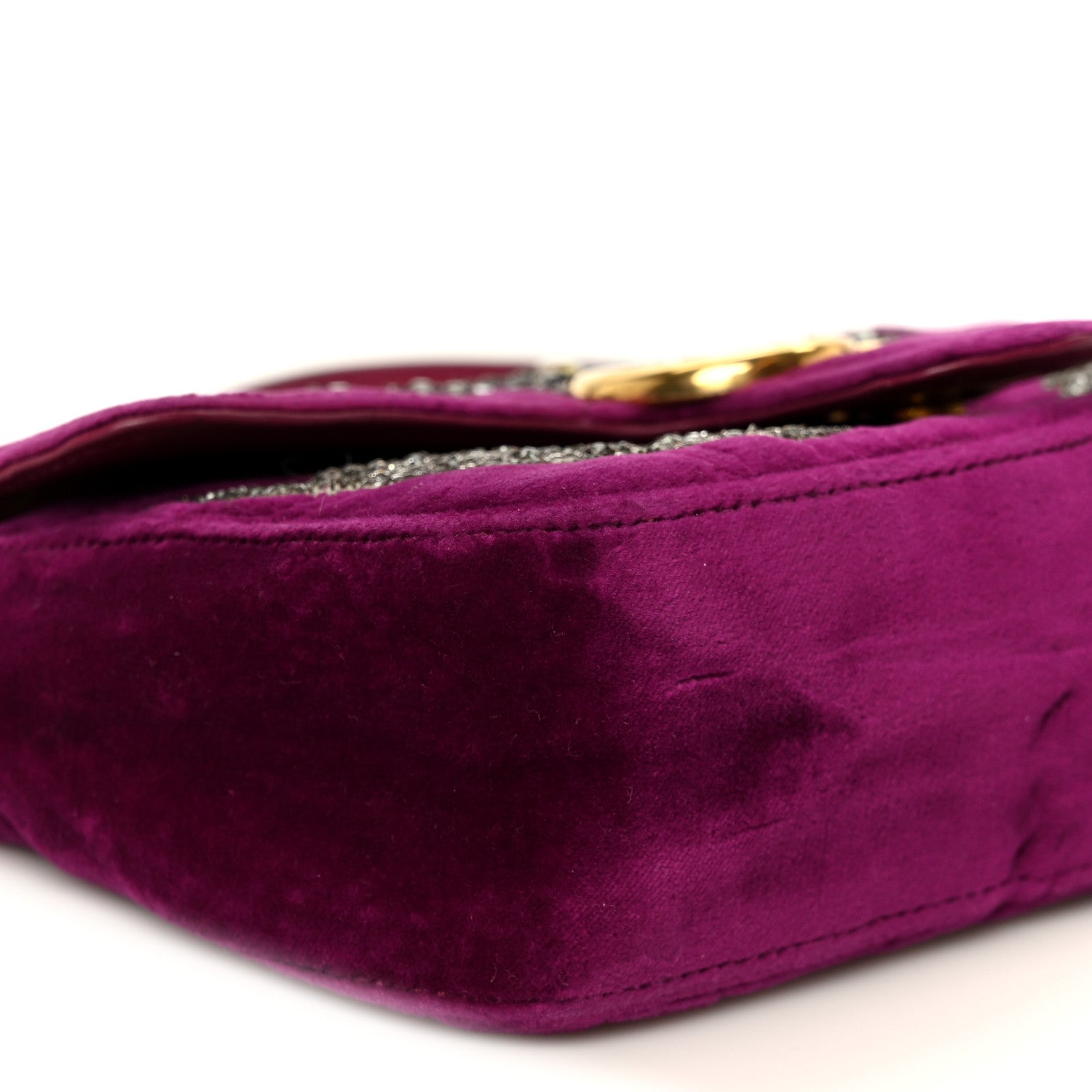 Gucci Velvet Matelasse Embroidered Mini GG Marmont Shoulder Bag Bordeaux 10 of 11