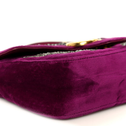Gucci Velvet Matelasse Embroidered Mini GG Marmont Shoulder Bag Bordeaux 10 of 11