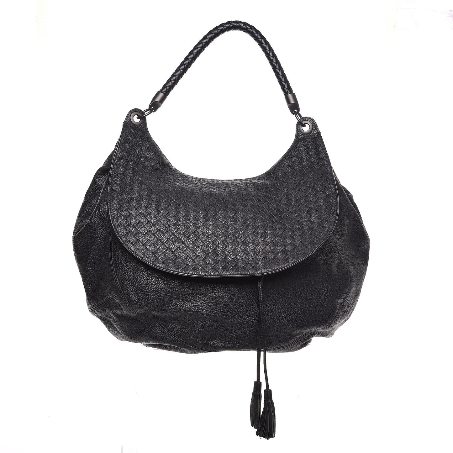 Cervo Intrecciato Flap Hobo Nero Black