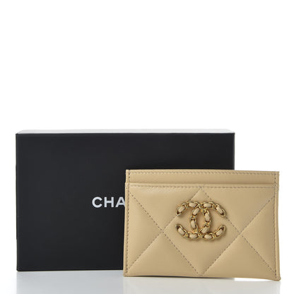 Chanel Goatskin Quilted 19 Card Holder Beige 9 of 9