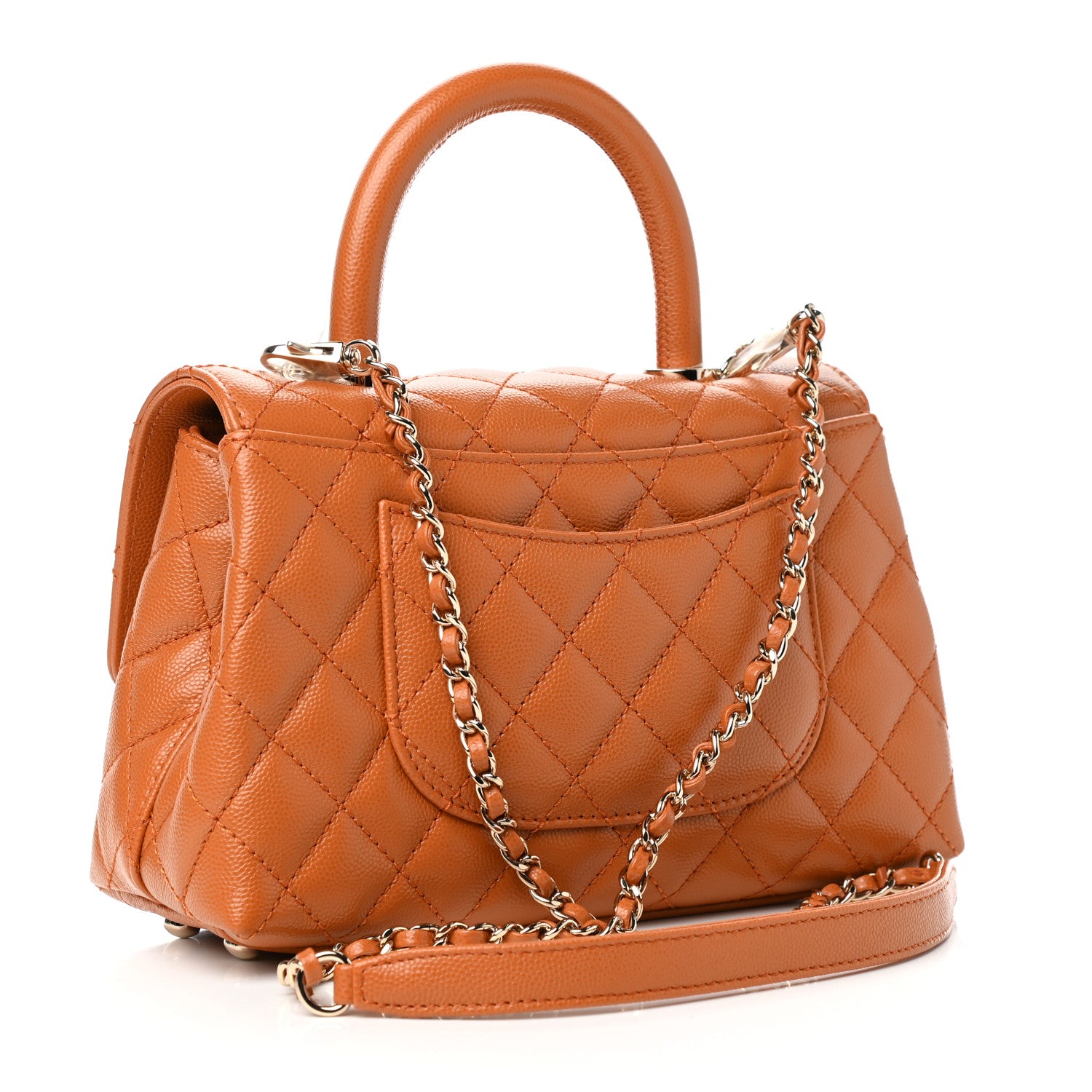 Chanel Caviar Quilted Mini Coco Handle Flap Light Brown 3 of 10