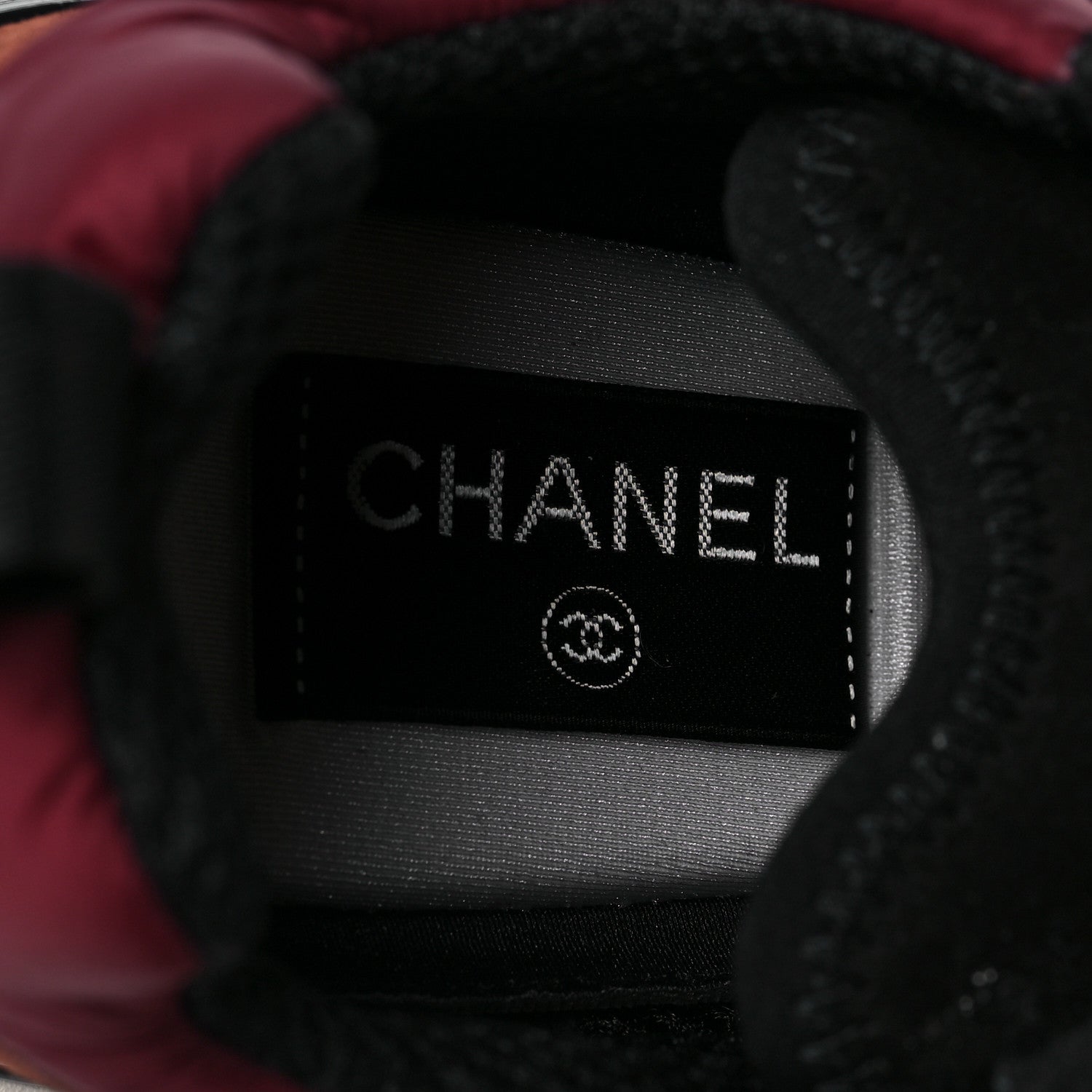 Chanel Nylon Suede Calfskin CC Sneakers 38.5 Burgundy 7 of 7