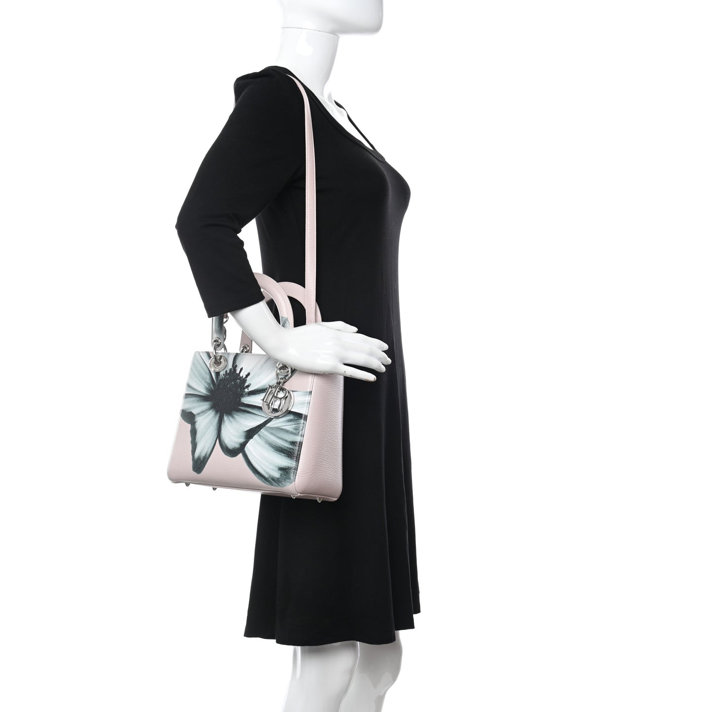 Deerskin Floral Printed Medium Lady Dior Pink
