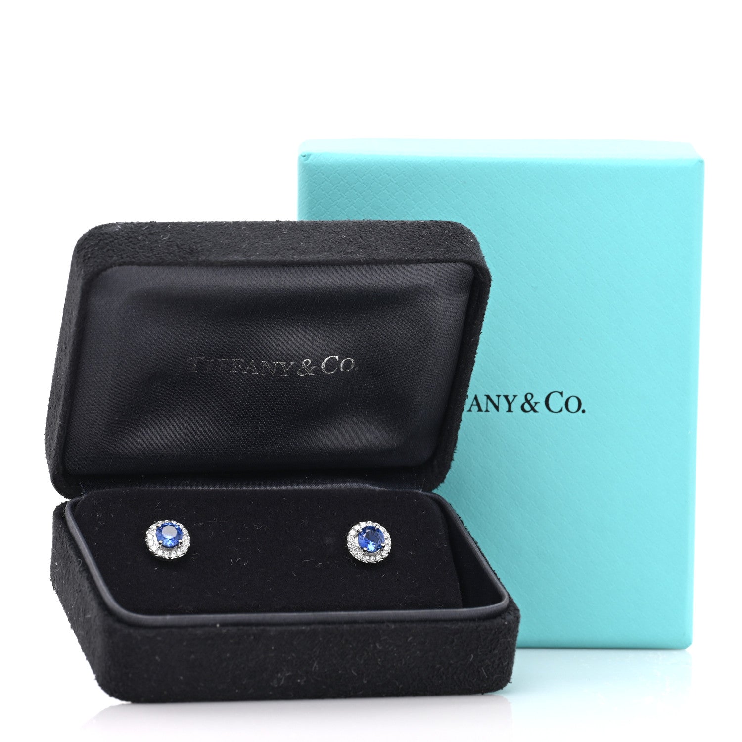 Tiffany Platinum Diamond Sapphire Soleste Earrings 5 of 5