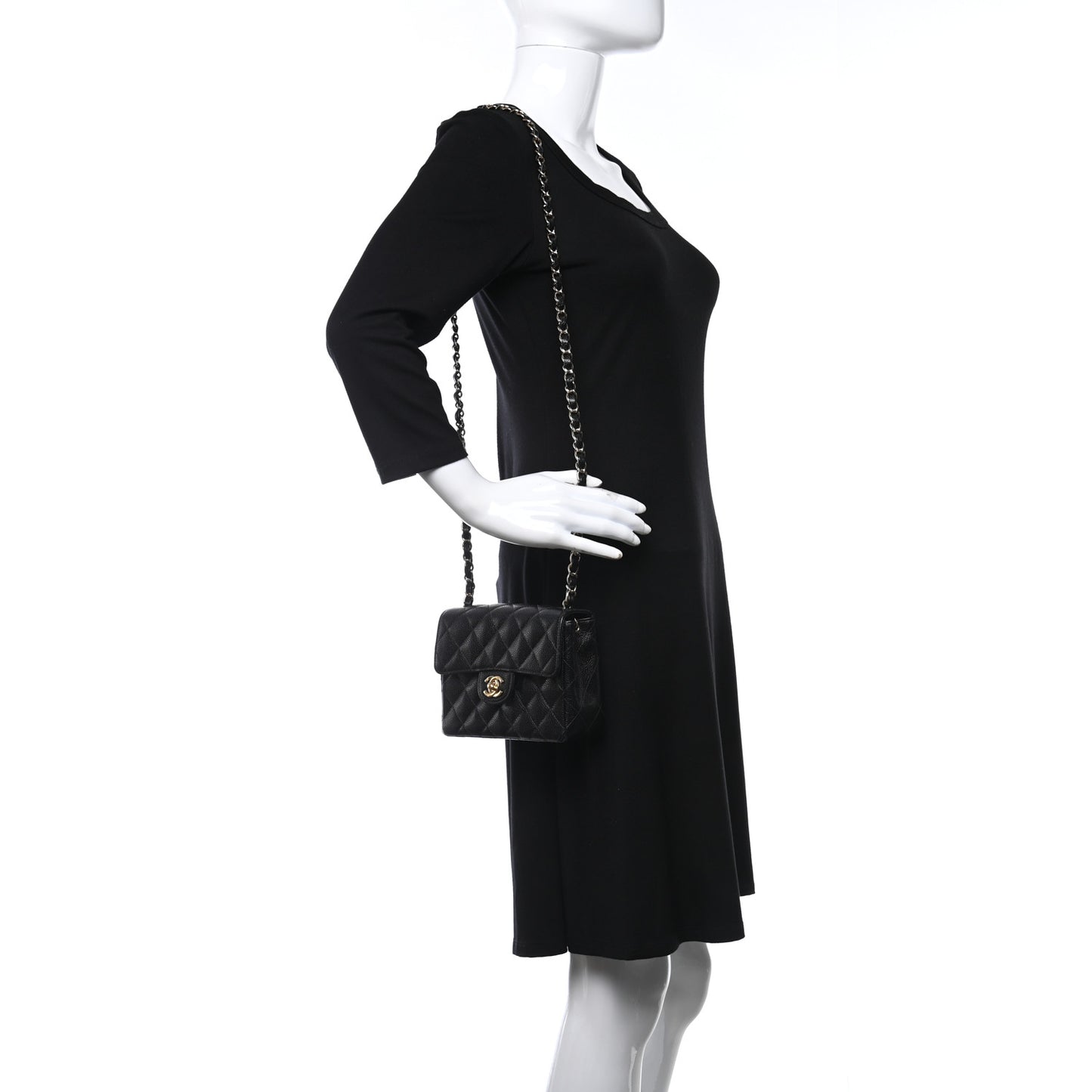 Caviar Quilted Mini Square Flap Black