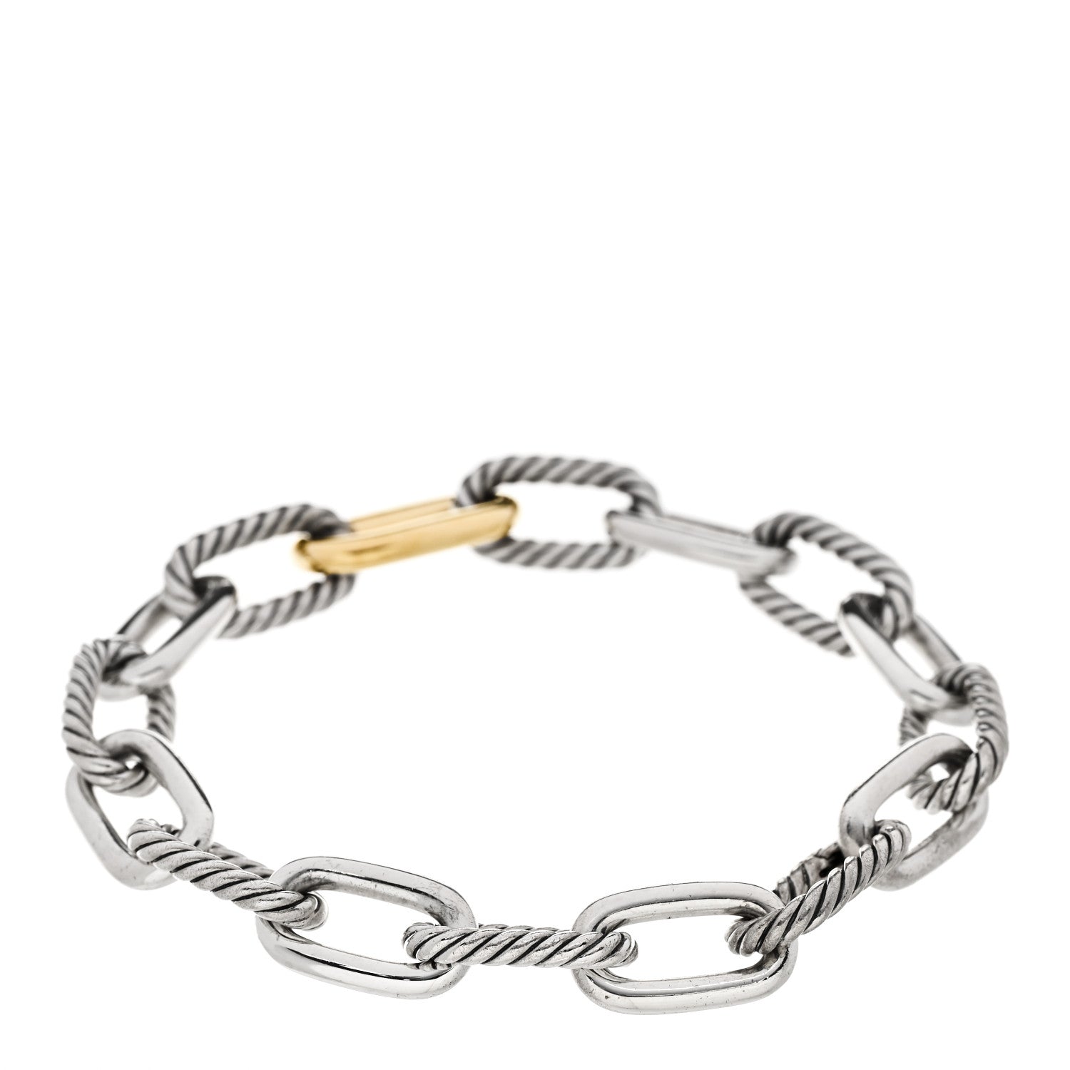 David Yurman Sterling Silver 18K Yellow Gold 11mm DY Madison Link Chain Bracelet 2 of 5