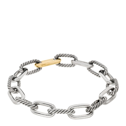 David Yurman Sterling Silver 18K Yellow Gold 11mm DY Madison Link Chain Bracelet 2 of 5
