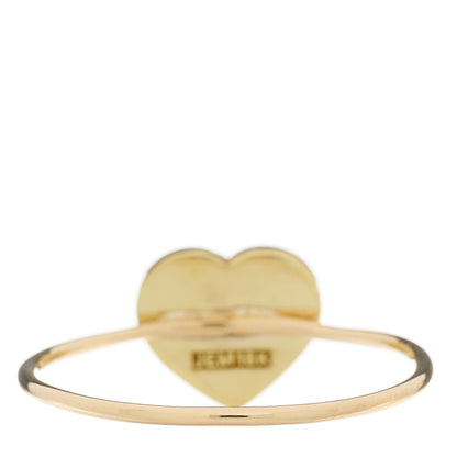 Jennifer Meyer 18K Yellow Gold Diamond Mother of Pearl Extra Small Heart Ring 53 6.5 5 of 5