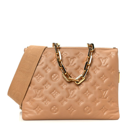 Louis Vuitton Lambskin Embossed Monogram Coussin PM Camel 1 of 12