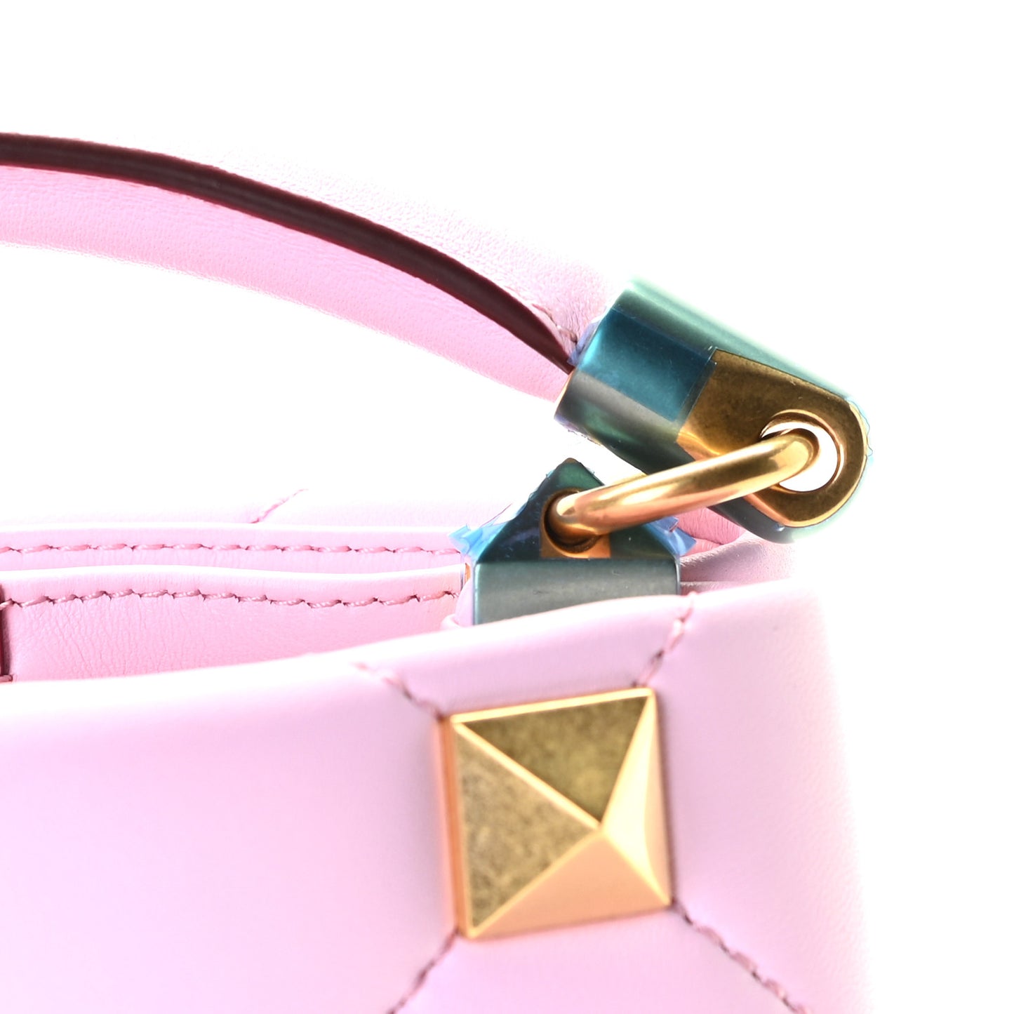 Nappa Mini Roman Stud The Handle Bag Pink Borealis