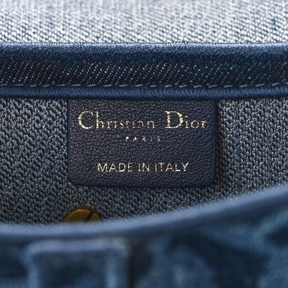 Christian Dior Denim Flowers Embroidered Saddle Bag Blue 6 of 9