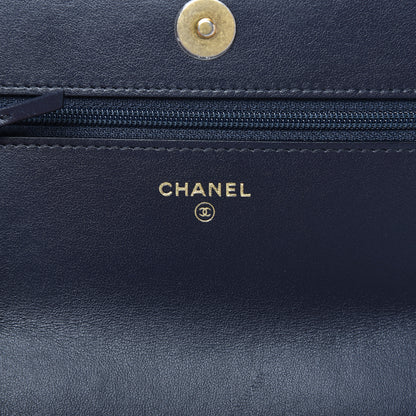 Chanel Wool Tweed Lambskin Quilted 19 Wallet On Chain WOC and Coin Purse Purple Blue 8 of 10