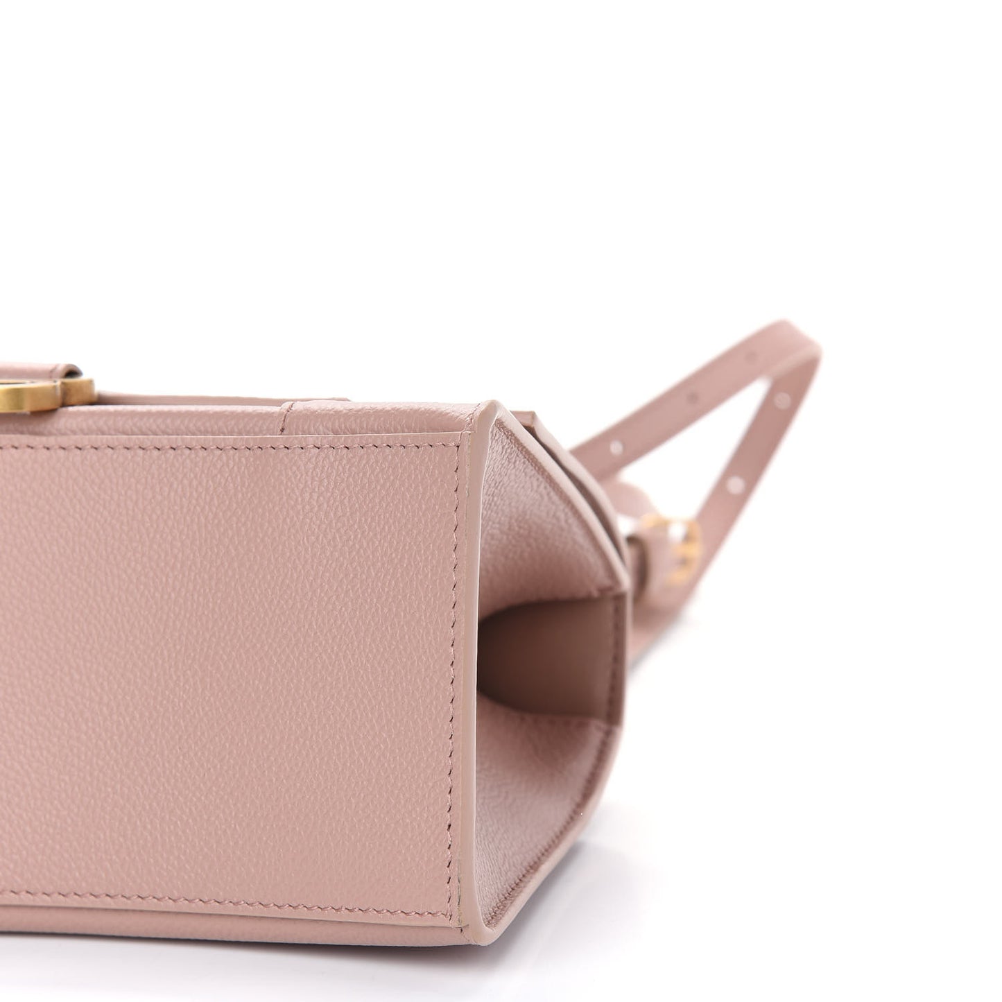 Grained Calfskin Small Hourglass Top Handle Bag Nude Beige