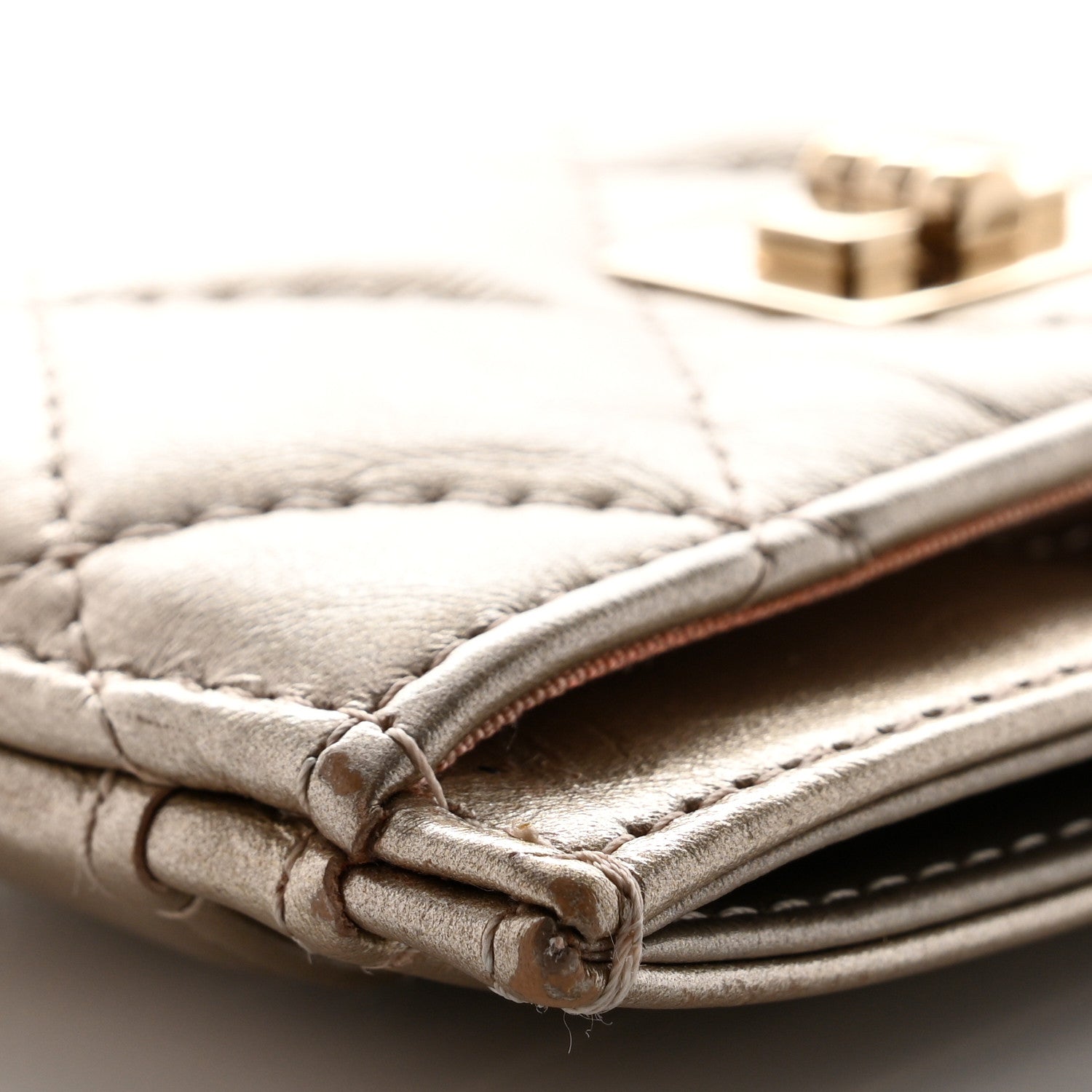 Chanel Metallic Aged Calfskin Quilted Reissue Card Holder Gold 12 of 14