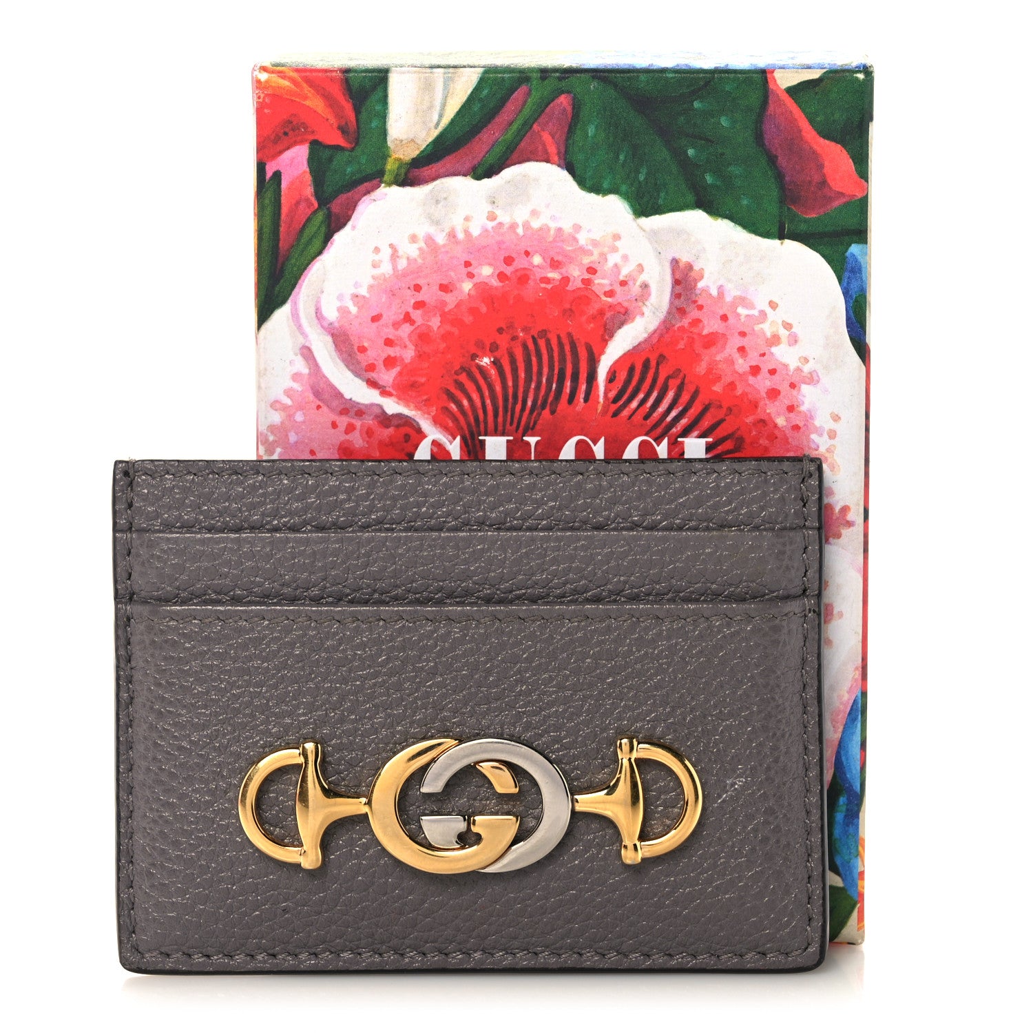 Gucci Grainy Calfskin Zumi Card Holder Dusty Grey 8 of 8