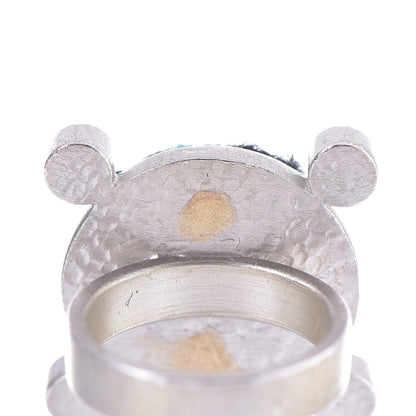 Chanel Tweed Crystal CC Ring 6.75 Blue 5 of 5