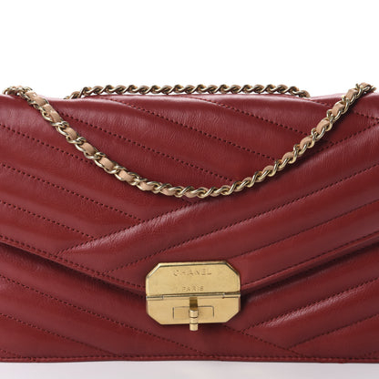 Chanel Calfskin Chevron Quilted Gabrielle Flap Red 11 of 12