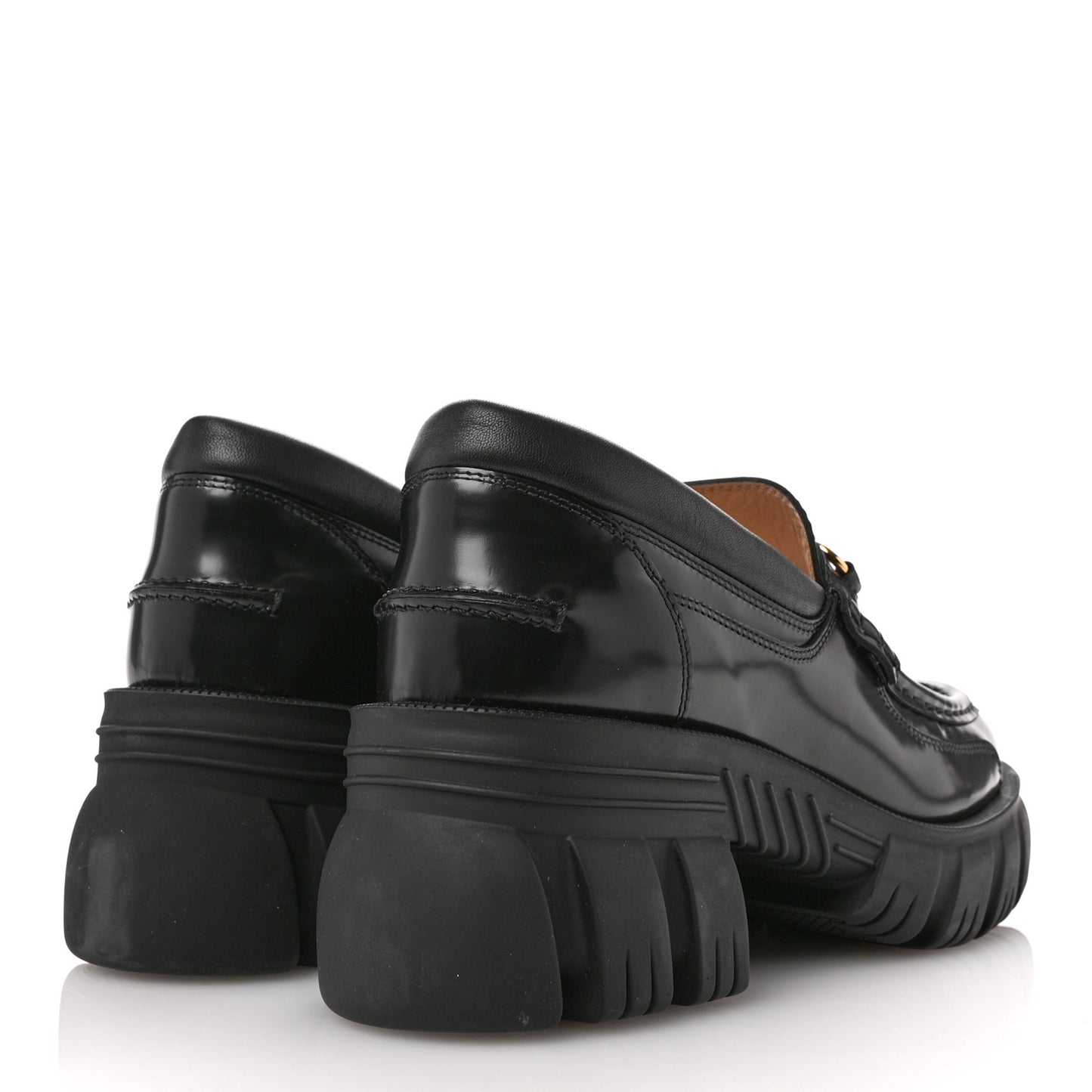 Magnum Calfskin Nappa Samoa Womens Horsebit Platform Chunky Lug Sole 40mm Loafers 41 Black