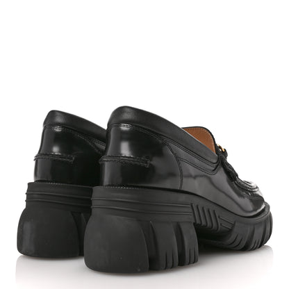 Gucci Magnum Calfskin Nappa Samoa Womens Horsebit Platform Chunky Lug Sole 40mm Loafers 41 Black 5 of 8