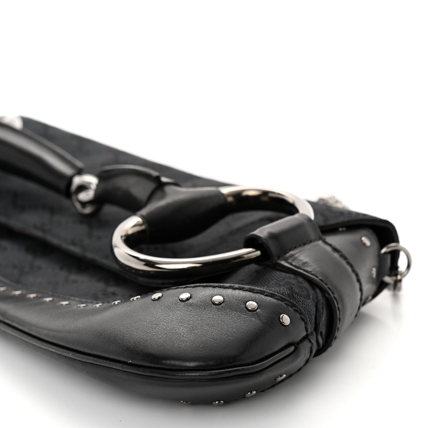 Gucci Monogram Studded Horsebit Clutch Black 10 of 10