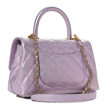 Chanel Metallic Caviar Quilted Mini Coco Handle Flap Light Pink 3 of 10