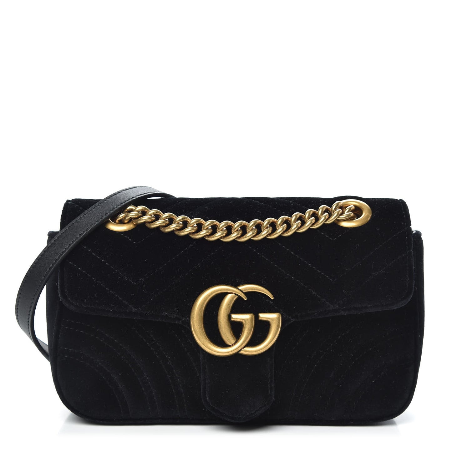 Velvet Matelasse Mini GG Marmont Shoulder Bag Black