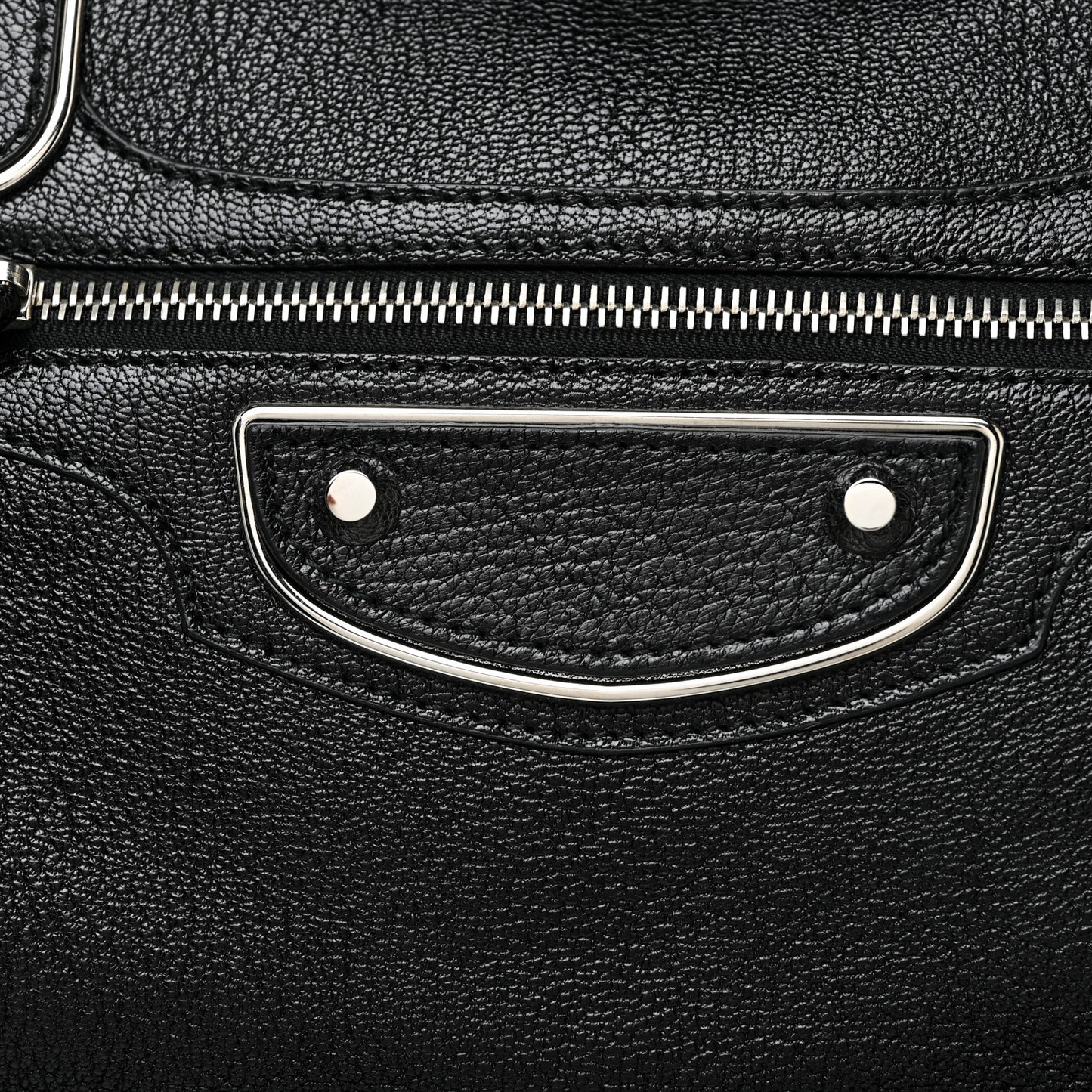 Chevre Silver Metallic Edge Hardware City Black