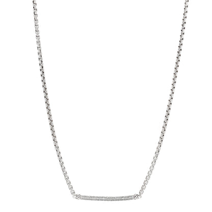 David Yurman Sterling Silver Diamond Petite Metro Necklace 1 of 3