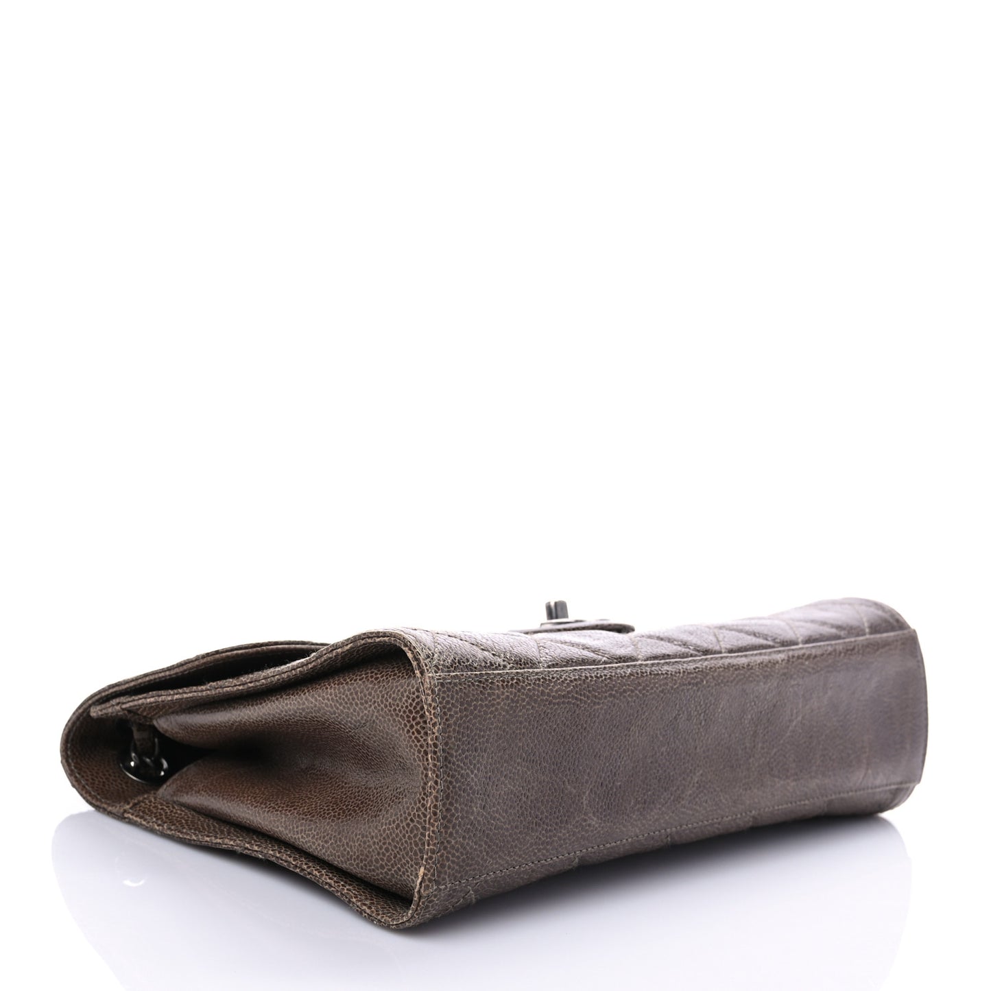 Crumpled Grained Calfskin Medium CC Crave Flap Brown