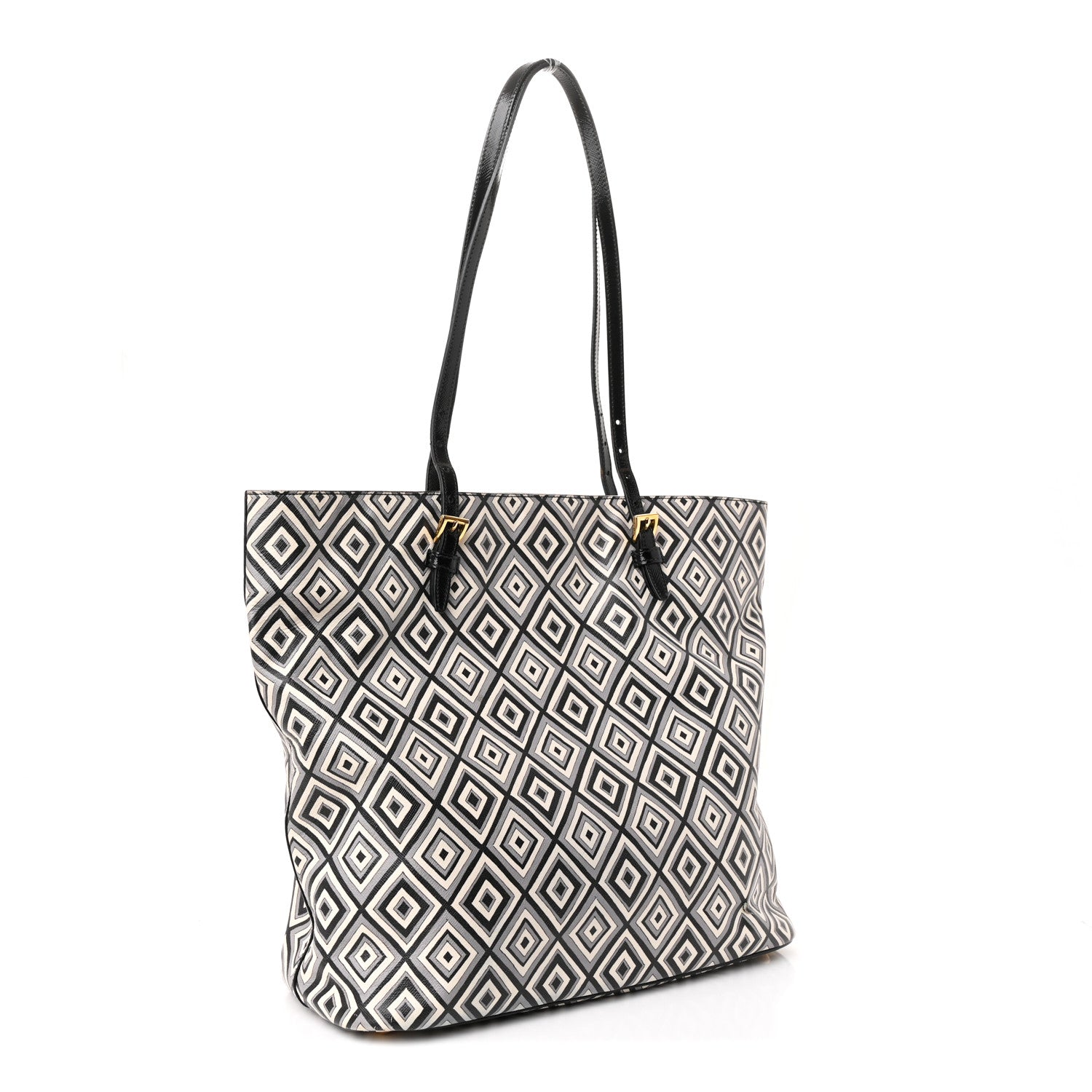 Prada Saffiano Diamond Print Tote Multicolor 3 of 10