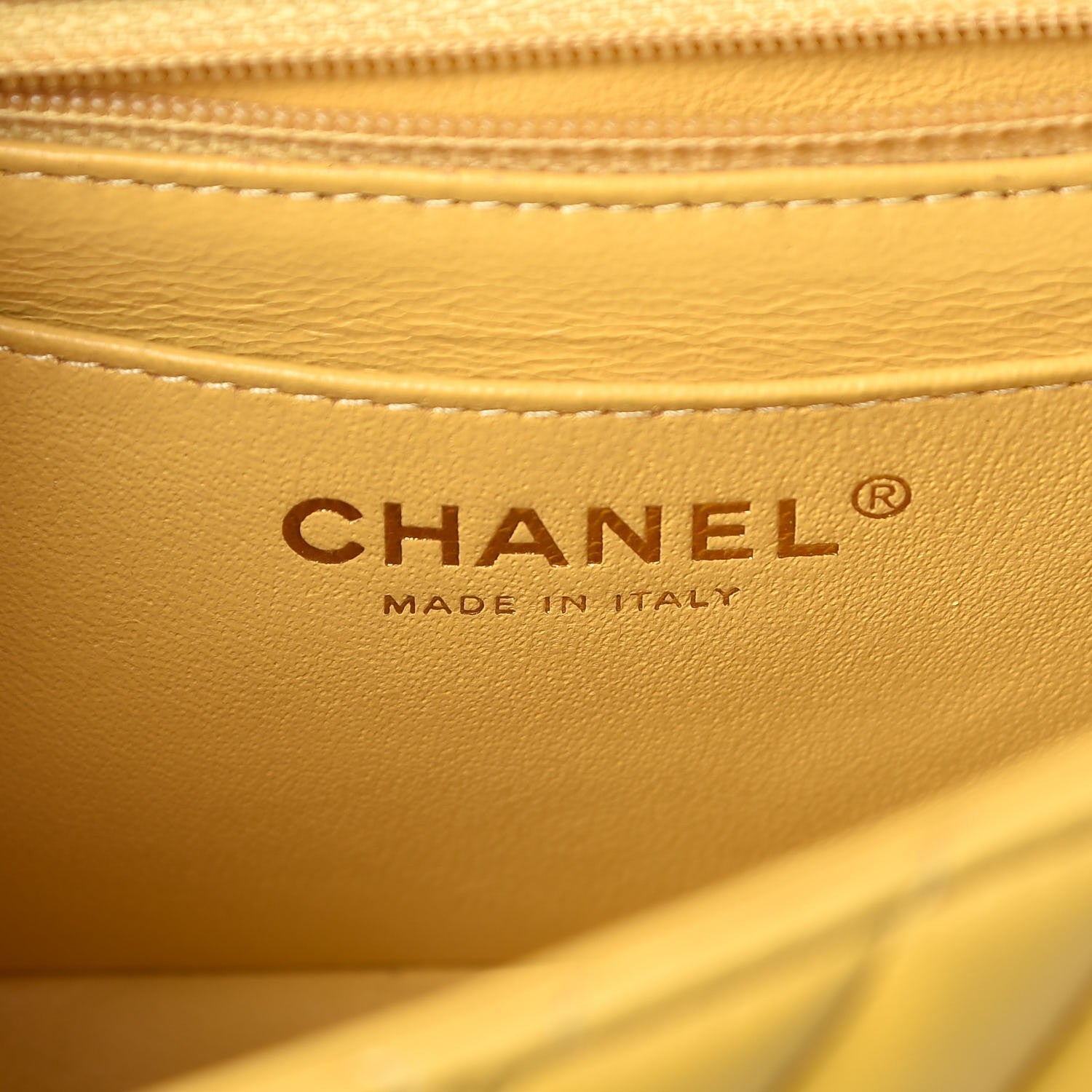 Chanel Lambskin Chevron Quilted Mini Rectangular Flap Yellow 6 of 10