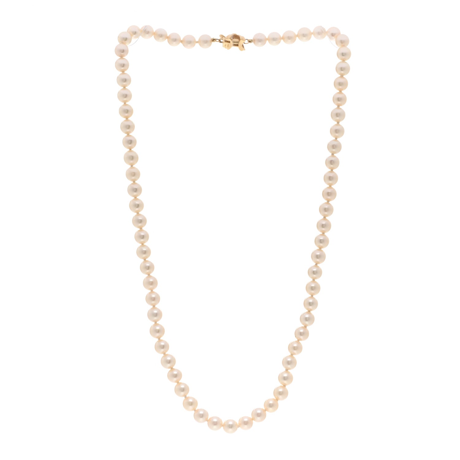 Tiffany 18K Yellow Gold 6-6.5mm Pearl Signature Necklace 3 of 4