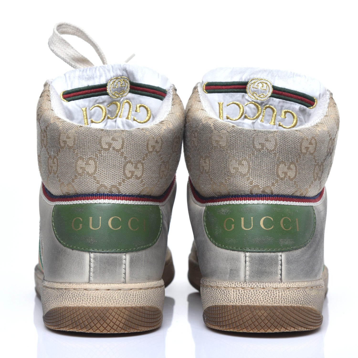 Gucci GG Monogram Nubuck Web Mens Screener High Top Sneakers 6 New Sand Dusty Milk Vintage Green 7 of 13