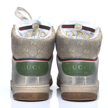 Gucci GG Monogram Nubuck Web Mens Screener High Top Sneakers 6 New Sand Dusty Milk Vintage Green 7 of 13