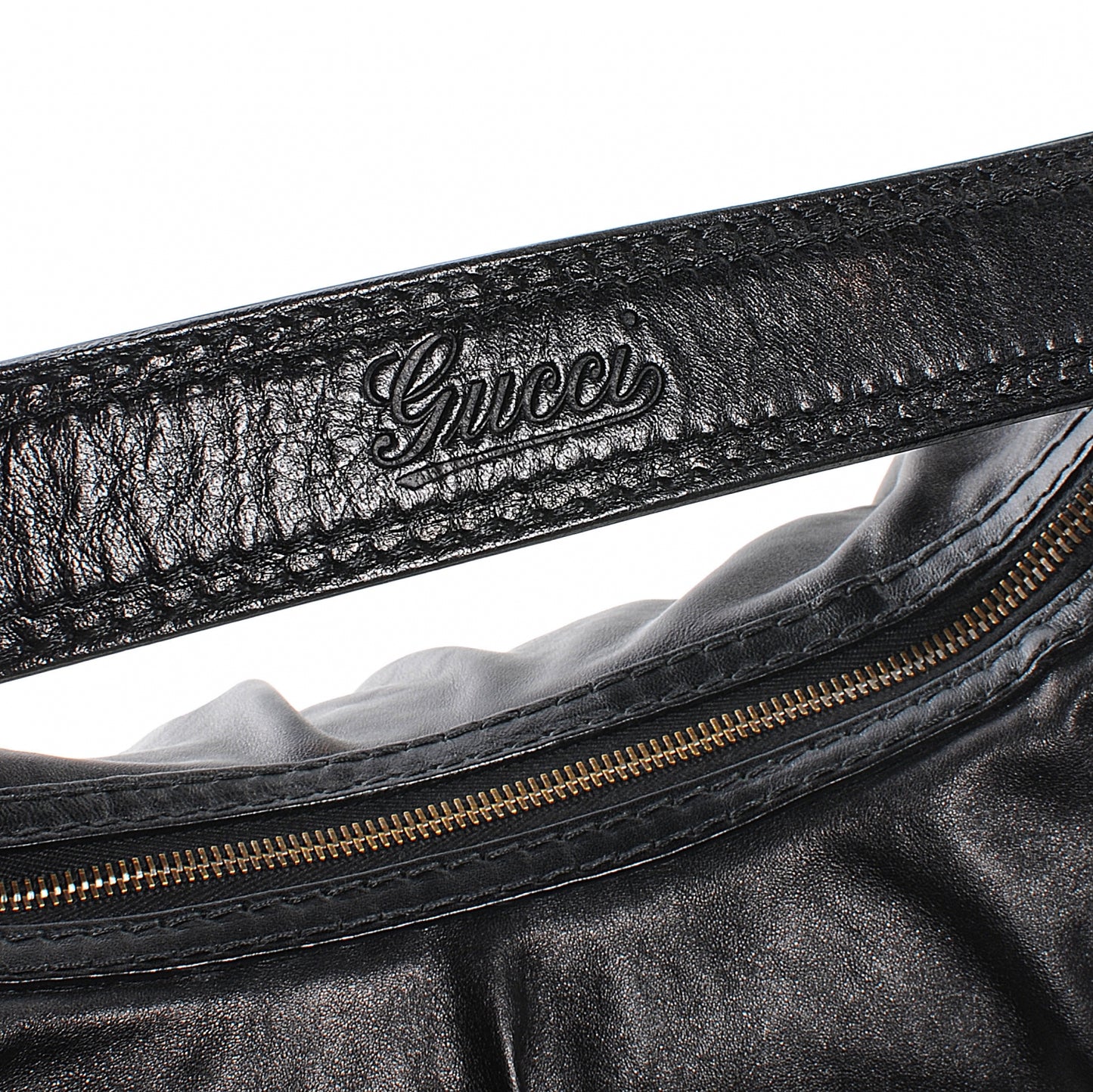 Leather Medium Jockey Hobo Black