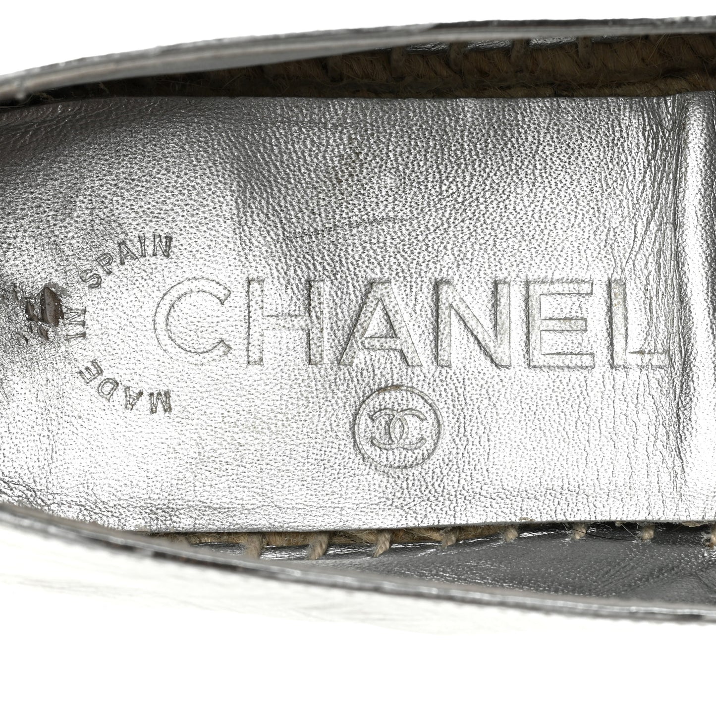 Laminated Goatskin CC Espadrilles 37 Silver