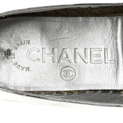Chanel Laminated Goatskin CC Espadrilles 37 Silver 7 of 14