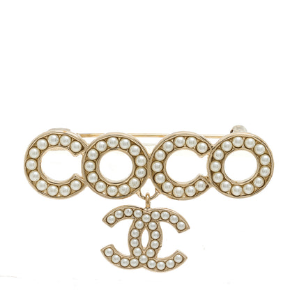 Chanel Pearl Coco Brooch Gold 1 of 5