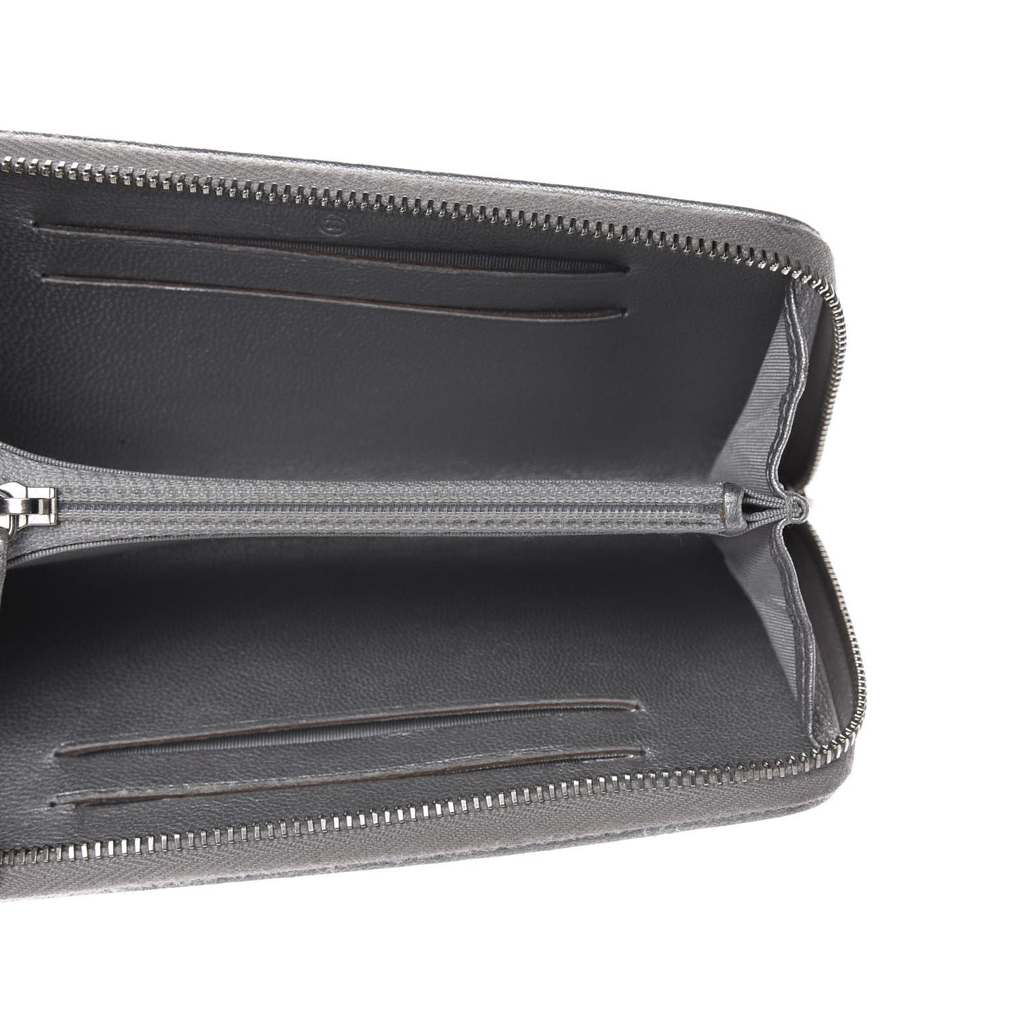 Metallic Sheepskin Chevron Quilted Medium Mademoiselle Vintage Zip Around Wallet Silver