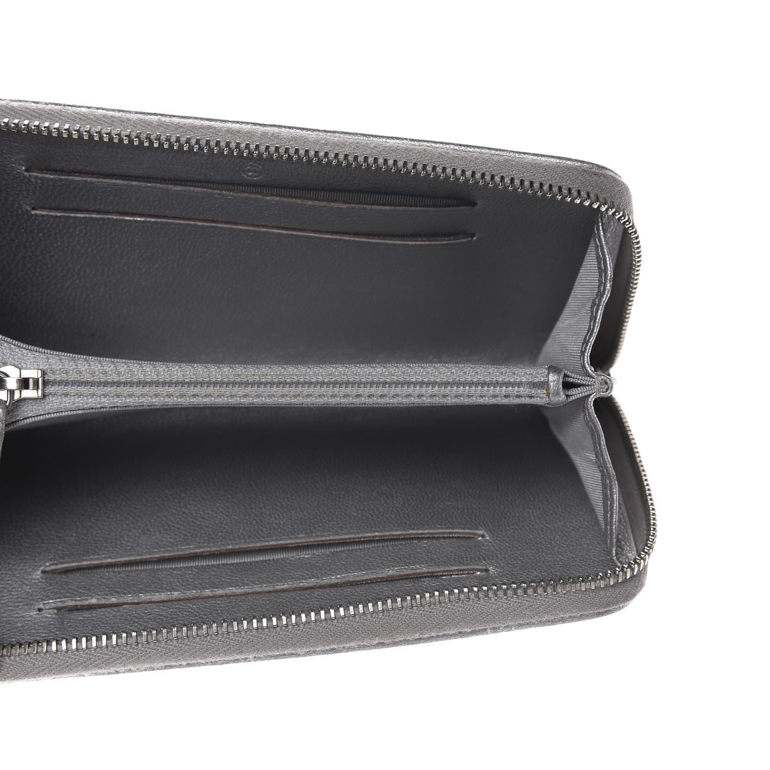 Chanel Metallic Sheepskin Chevron Quilted Medium Mademoiselle Vintage Zip Around Wallet Silver 5 of 14
