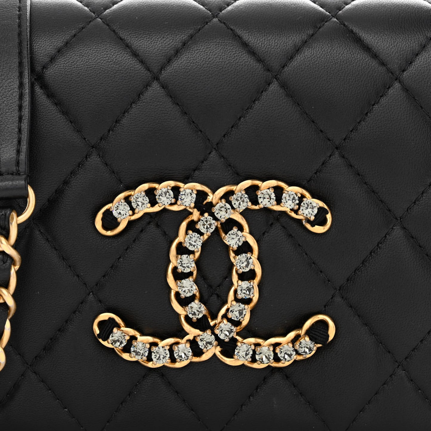 Lambskin Quilted Crystal CC Mini Flap Black