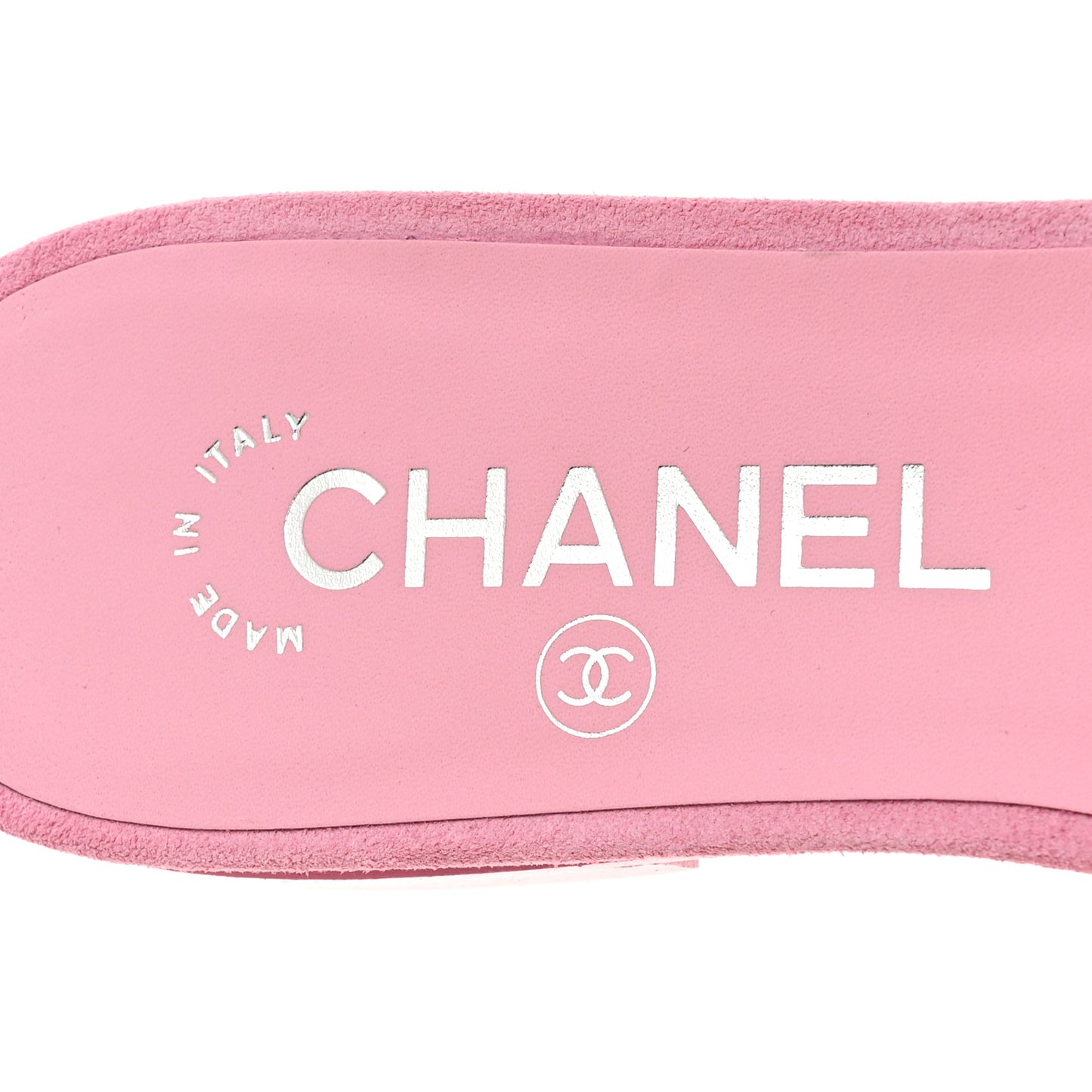 Suede Calfskin Camellia CC Slides 36 Pink